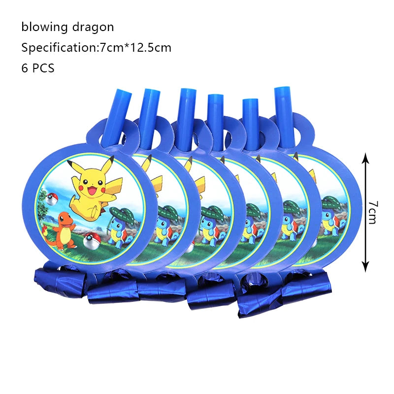 Pokemon Birthday Party Decoration Set – Pikachu Balloon, Banner & Disposable Tableware for Kids