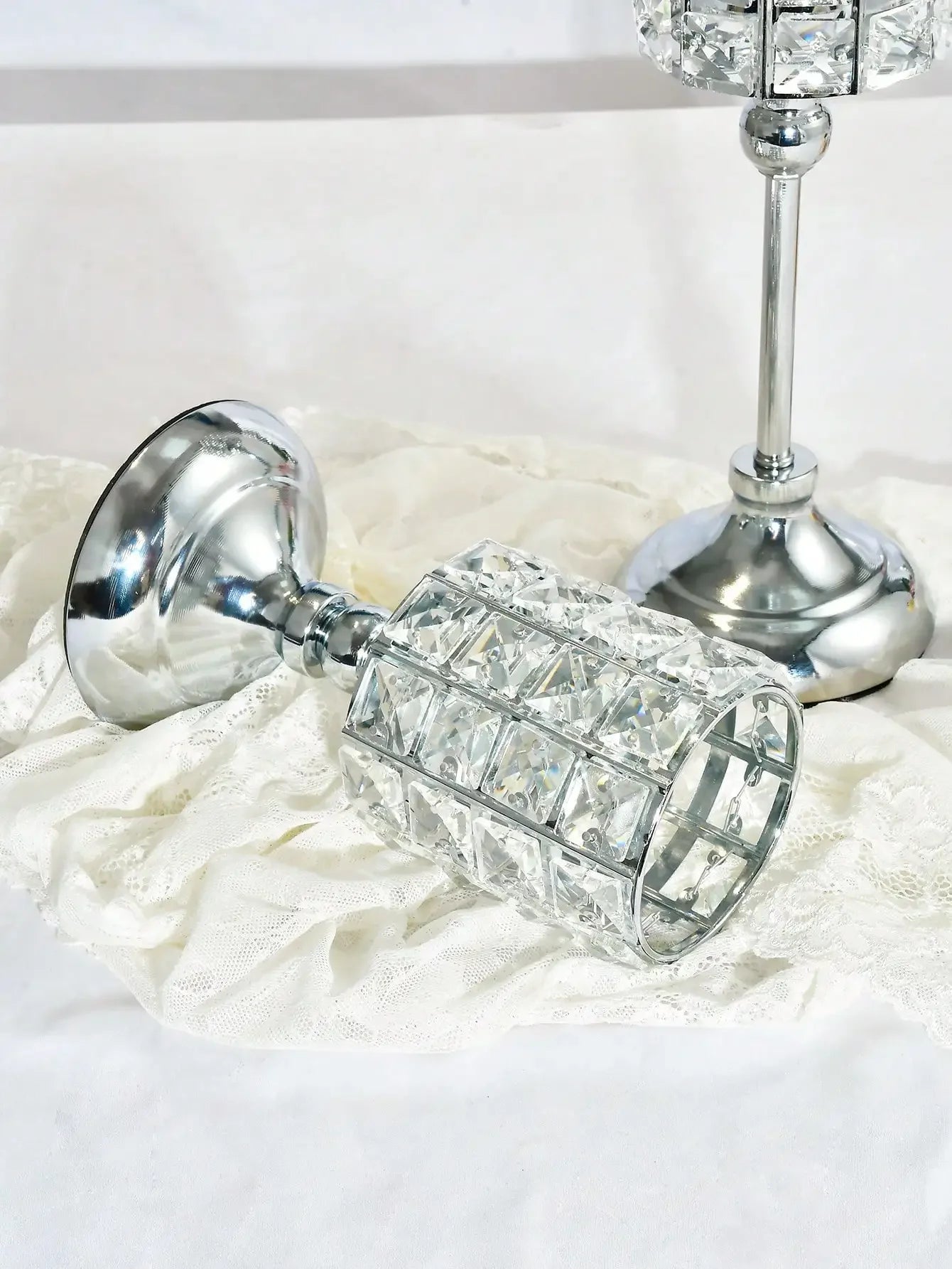 Gold Crystal Candle Holder – 1pc Tealight Candlestick Centerpiece in 3 Sizes