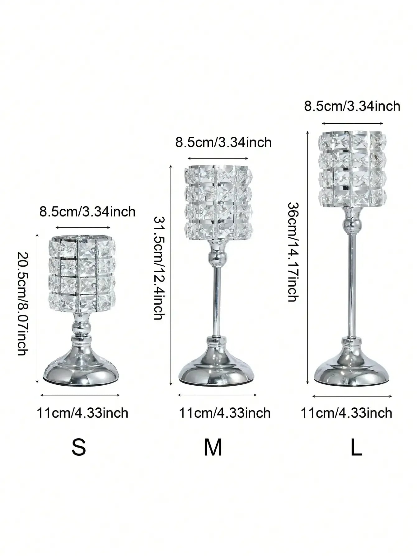 Gold Crystal Candle Holder – 1pc Tealight Candlestick Centerpiece in 3 Sizes