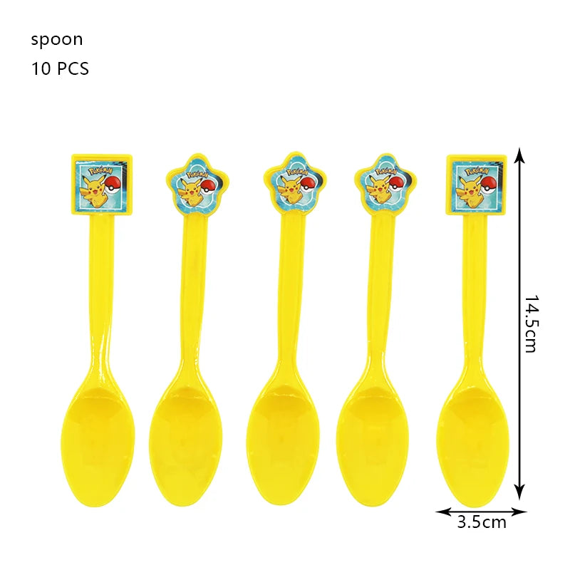 Pokemon Birthday Party Decoration Set – Pikachu Balloon, Banner & Disposable Tableware for Kids