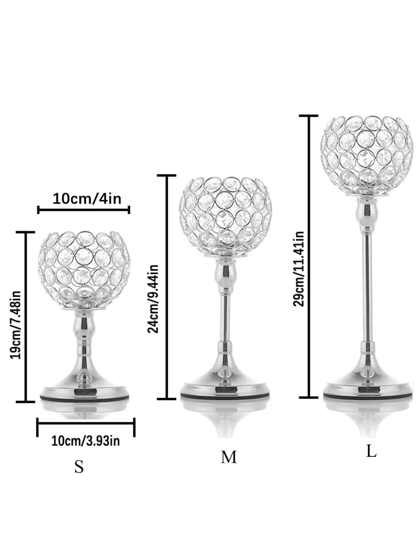 Gold Crystal Candle Holder – 1pc Tealight Candlestick Centerpiece in 3 Sizes