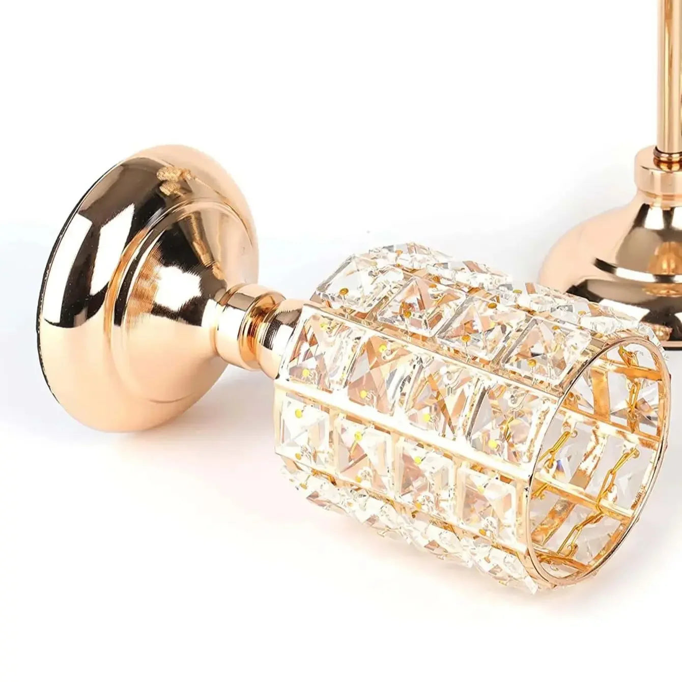 Gold Crystal Candle Holder – 1pc Tealight Candlestick Centerpiece in 3 Sizes