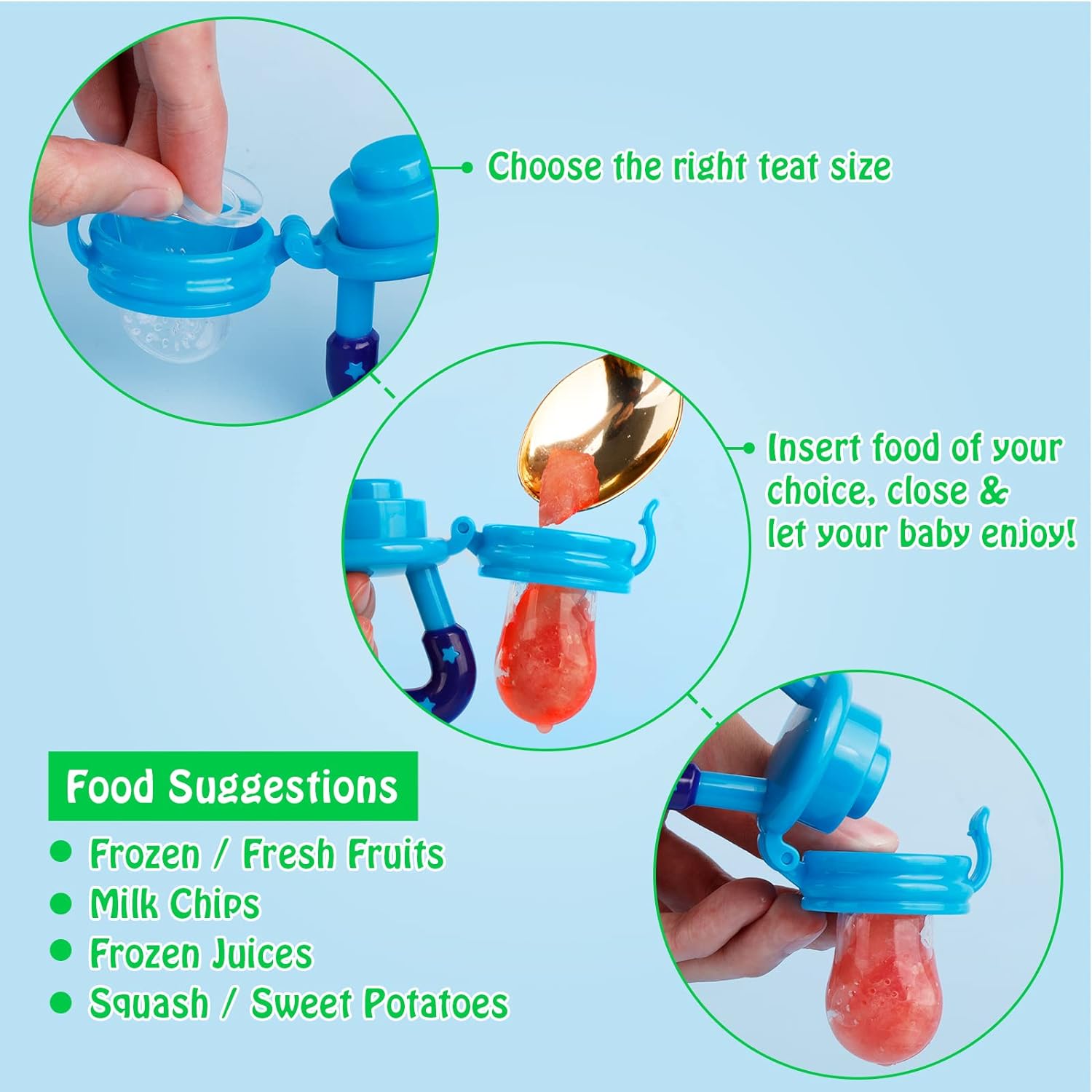 1pc Baby Feeding Spoon Fruit Grinding Pacifier Complementary Bites Silicone Mesh Baby Feeding Tableware