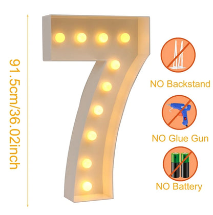 91.5cm Giant Number Balloon Mosaic Frame – Light-Up Marquee Box for Birthday Party Decoration