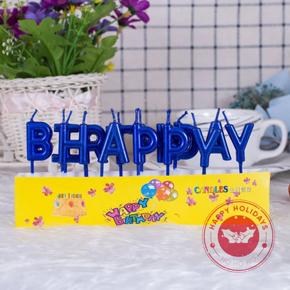Happy Birthday Candle Pearl Gold Silver Purple Pink Letter Candle Lamp Creative Cake Baking Festival Decorative Products