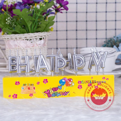 Happy Birthday Candle Pearl Gold Silver Purple Pink Letter Candle Lamp Creative Cake Baking Festival Decorative Products