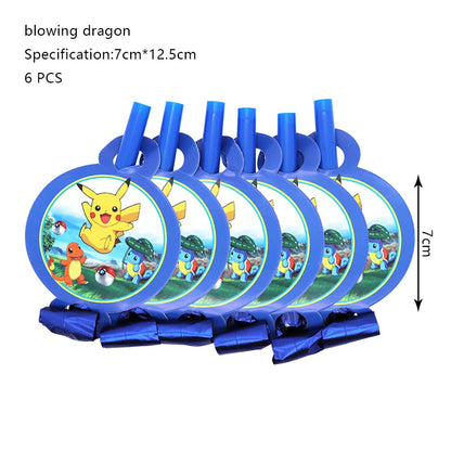 Pokemon Birthday Party Decoration Set – Pikachu Balloon, Banner &amp; Disposable Tableware for Kids
