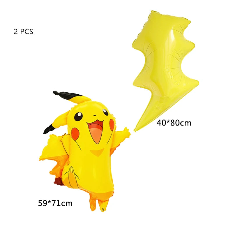 Pokemon Birthday Party Decoration Set – Pikachu Balloon, Banner &amp; Disposable Tableware for Kids