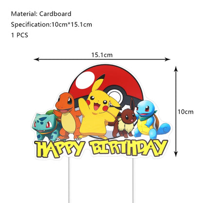 Pokemon Birthday Party Decoration Set – Pikachu Balloon, Banner &amp; Disposable Tableware for Kids