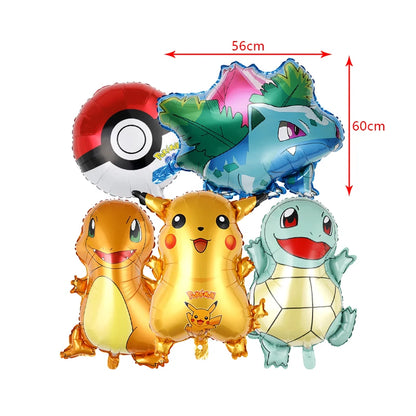 Pokemon Birthday Party Decoration Set – Pikachu Balloon, Banner &amp; Disposable Tableware for Kids