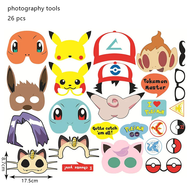 Pokemon Birthday Party Decoration Set – Pikachu Balloon, Banner &amp; Disposable Tableware for Kids