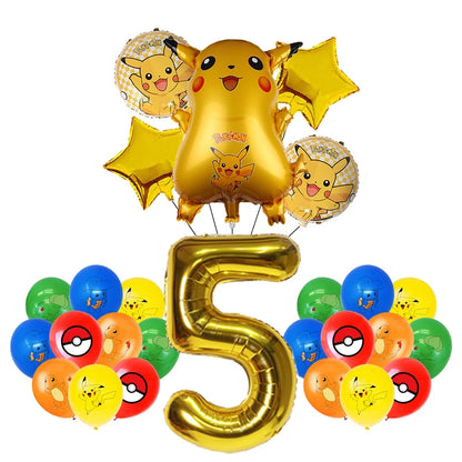 Pokemon Birthday Party Decoration Set – Pikachu Balloon, Banner &amp; Disposable Tableware for Kids