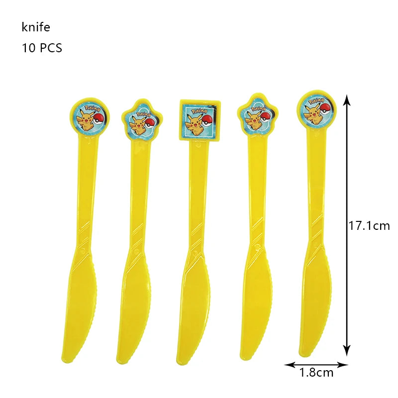 Pokemon Birthday Party Decoration Set – Pikachu Balloon, Banner &amp; Disposable Tableware for Kids