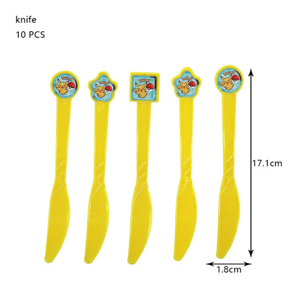 Pokemon Birthday Party Decoration Set – Pikachu Balloon, Banner &amp; Disposable Tableware for Kids