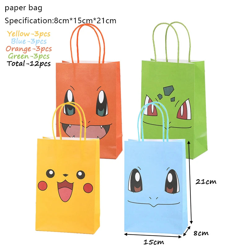 Pokemon Birthday Party Decoration Set – Pikachu Balloon, Banner &amp; Disposable Tableware for Kids