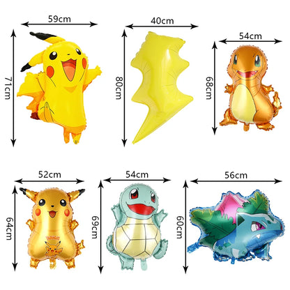 Pokemon Birthday Party Decoration Set – Pikachu Balloon, Banner &amp; Disposable Tableware for Kids