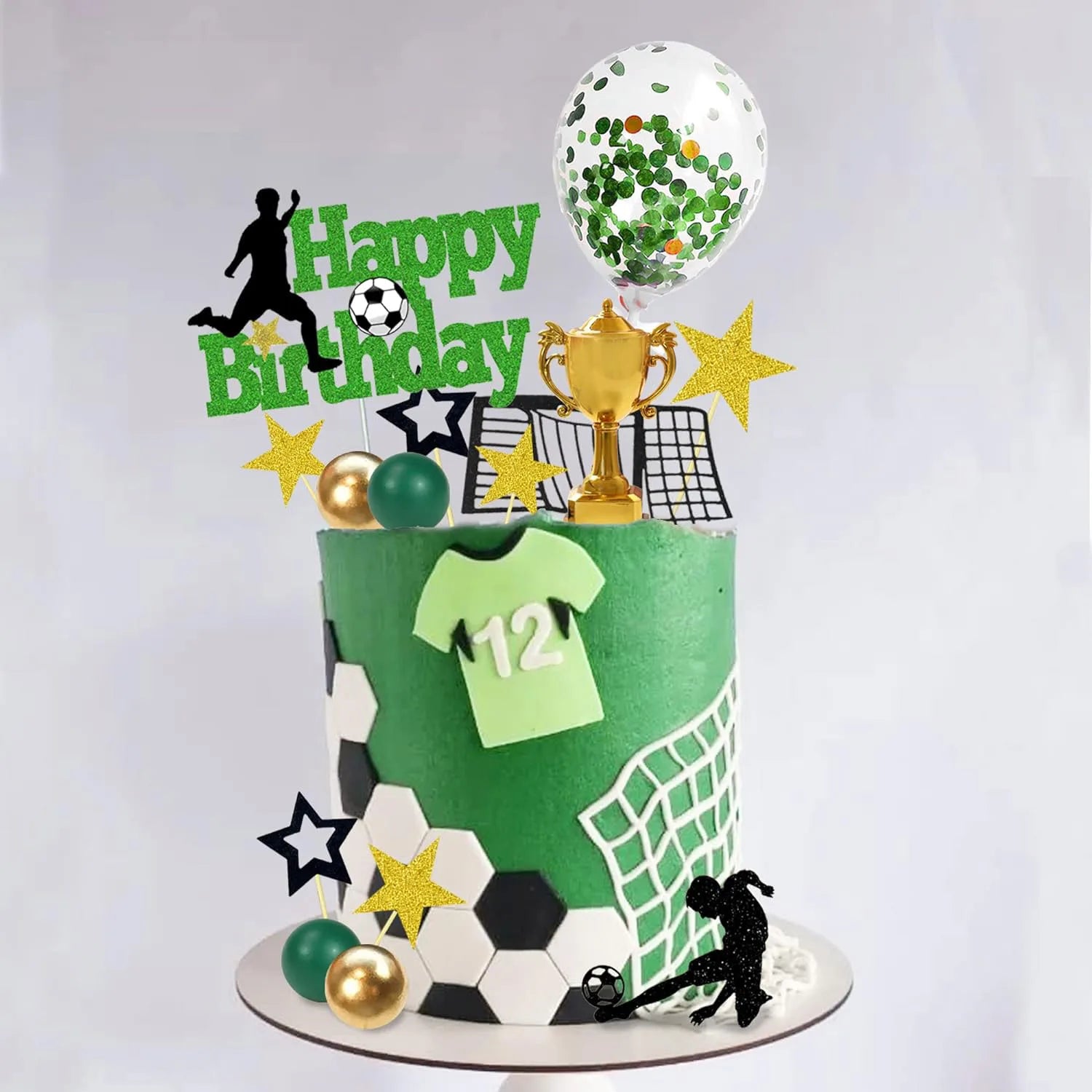 37 PCS Sports Cake Toppers Sports Cake Decoration with Soccer Football Baseball Basketball Tennis Golf for Boys Men Sports Theme