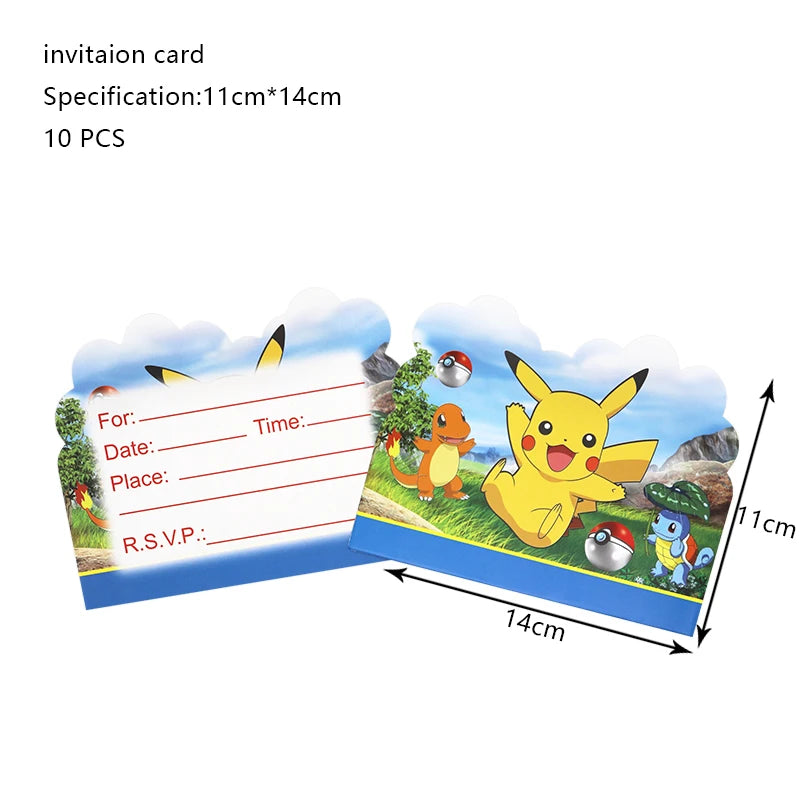 Pokemon Birthday Party Decoration Set – Pikachu Balloon, Banner &amp; Disposable Tableware for Kids