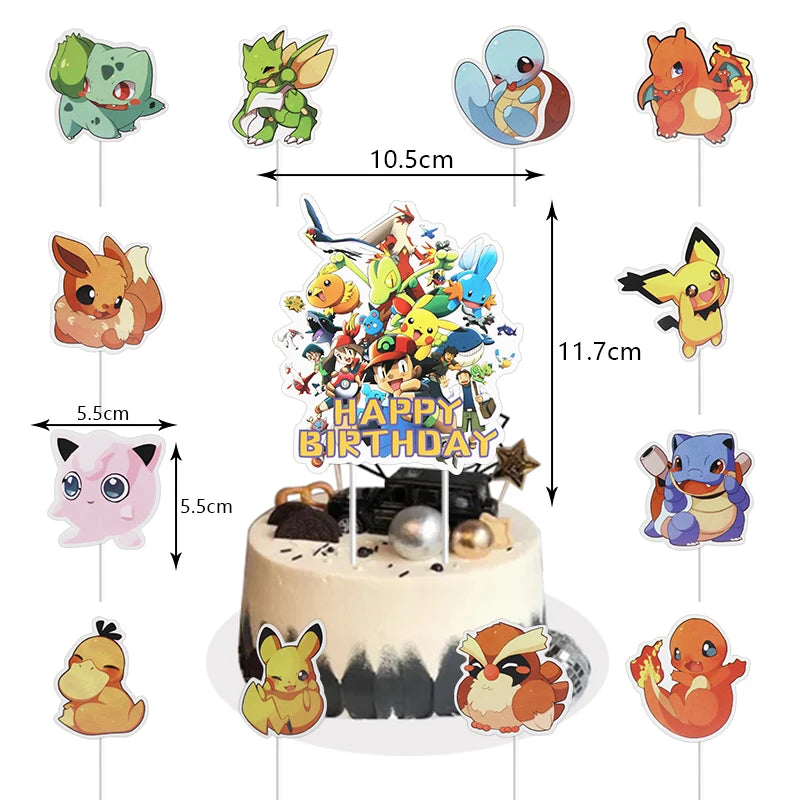 Pokemon Birthday Party Decoration Set – Pikachu Balloon, Banner &amp; Disposable Tableware for Kids