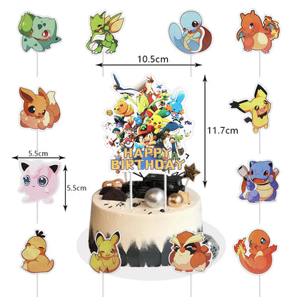 Pokemon Birthday Party Decoration Set – Pikachu Balloon, Banner &amp; Disposable Tableware for Kids