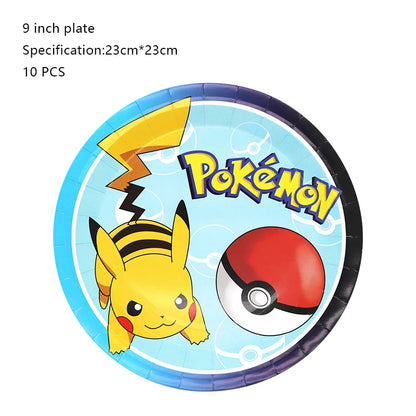 Pokemon Birthday Party Decoration Set – Pikachu Balloon, Banner &amp; Disposable Tableware for Kids