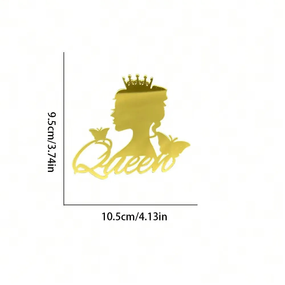 5pcs Unique Boy or Girl Side Cake Topper for Baby Shower with Gold Acrylic Decoration Baking Decorating Tools Party Supplies