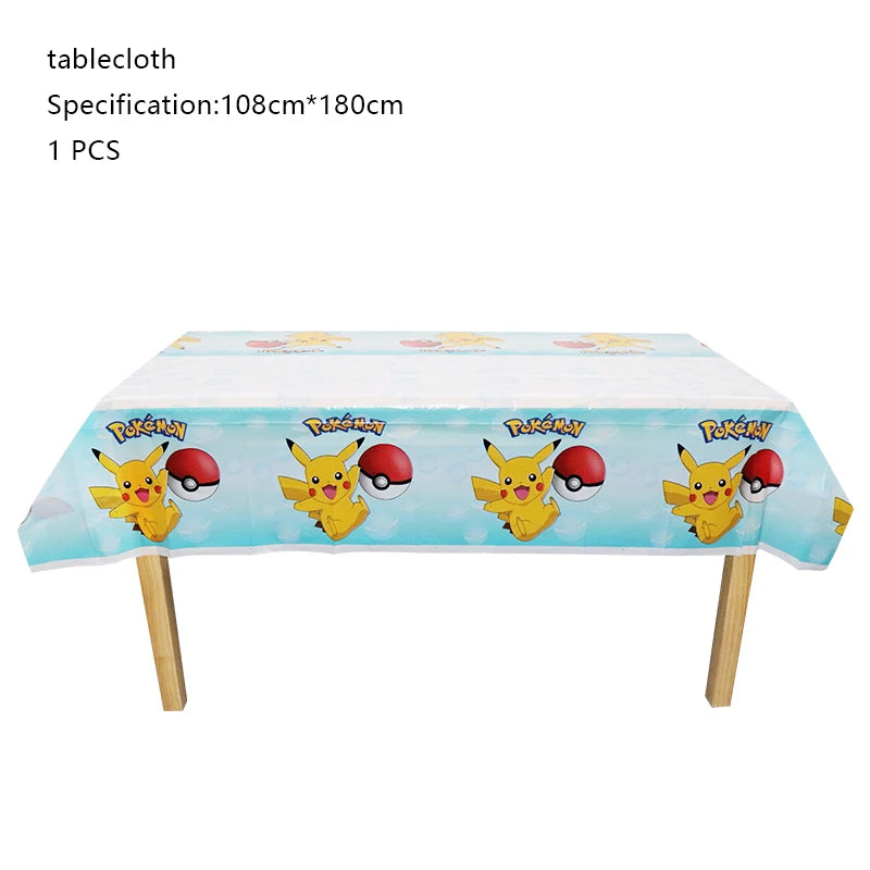 Pokemon Birthday Party Decoration Set – Pikachu Balloon, Banner &amp; Disposable Tableware for Kids