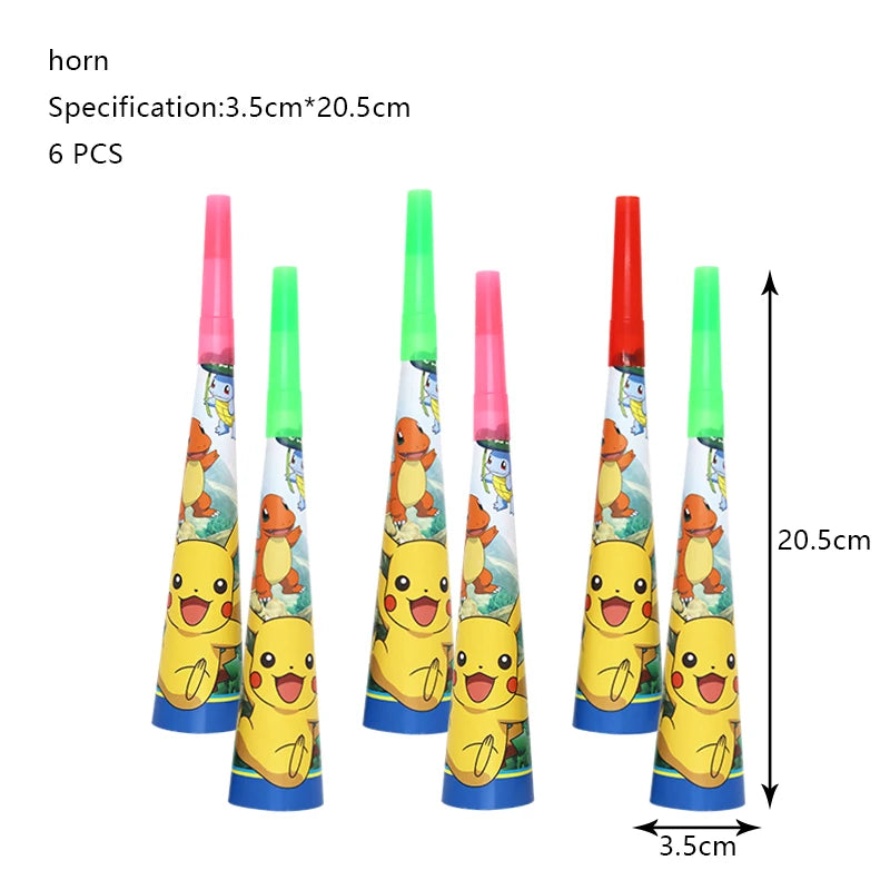 Pokemon Birthday Party Decoration Set – Pikachu Balloon, Banner &amp; Disposable Tableware for Kids