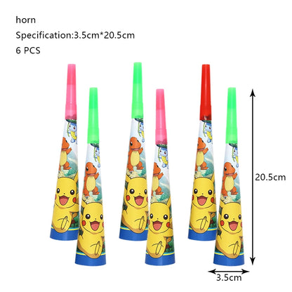 Pokemon Birthday Party Decoration Set – Pikachu Balloon, Banner &amp; Disposable Tableware for Kids