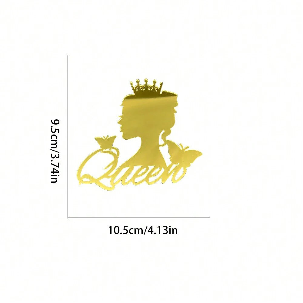 5pcs Unique Boy or Girl Side Cake Topper for Baby Shower with Gold Acrylic Decoration Baking Decorating Tools Party Supplies