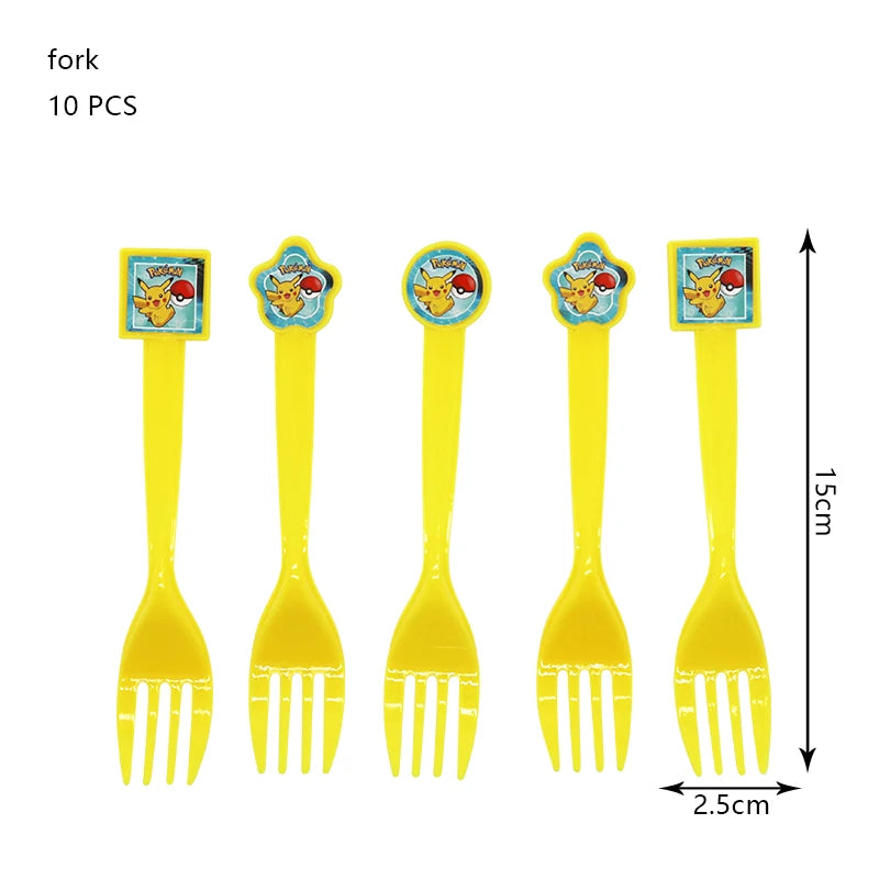 Pokemon Birthday Party Decoration Set – Pikachu Balloon, Banner &amp; Disposable Tableware for Kids
