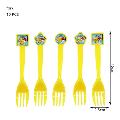 Pokemon Birthday Party Decoration Set – Pikachu Balloon, Banner &amp; Disposable Tableware for Kids