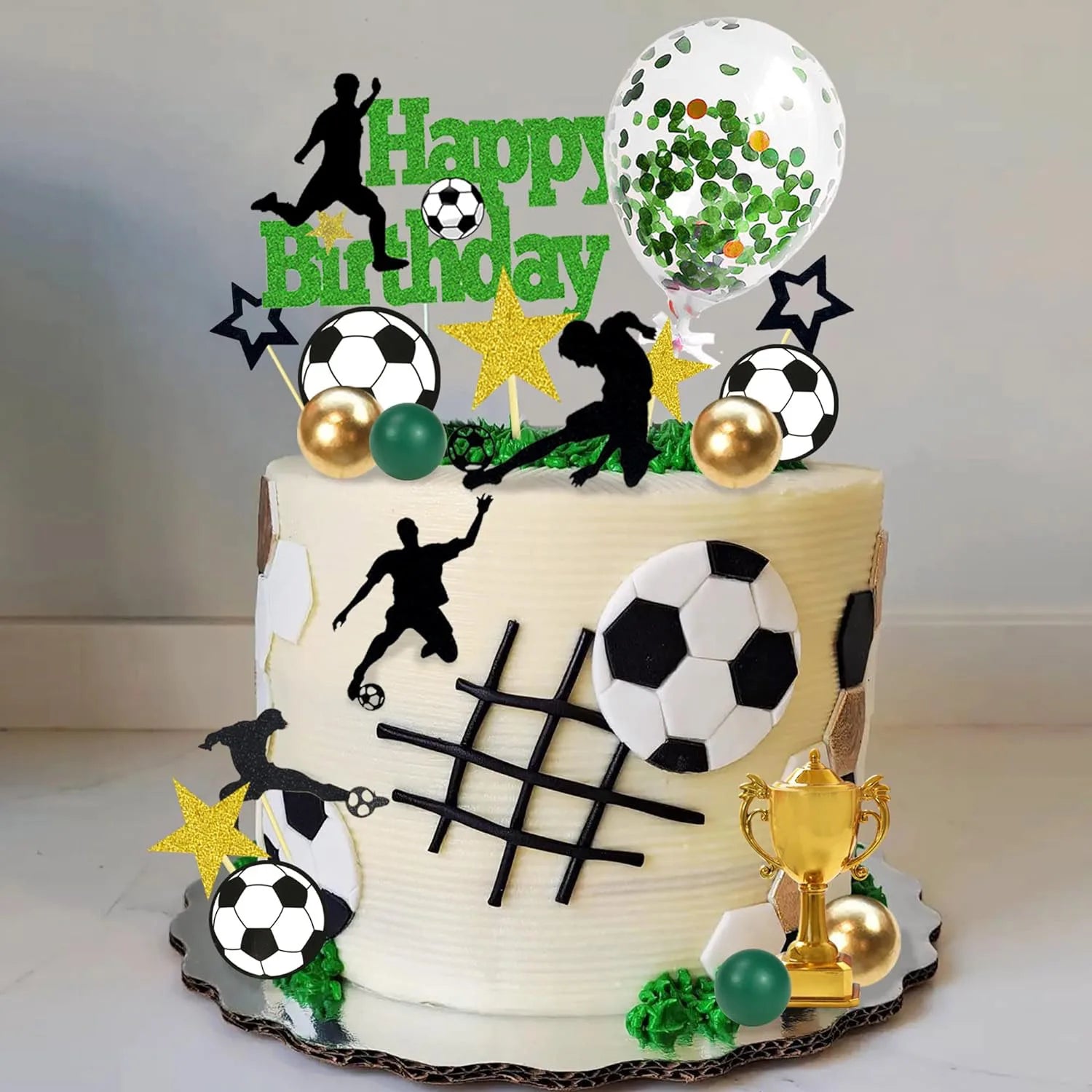 37 PCS Sports Cake Toppers Sports Cake Decoration with Soccer Football Baseball Basketball Tennis Golf for Boys Men Sports Theme