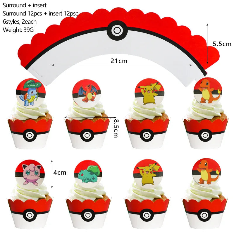 Pokemon Birthday Party Decoration Set – Pikachu Balloon, Banner &amp; Disposable Tableware for Kids