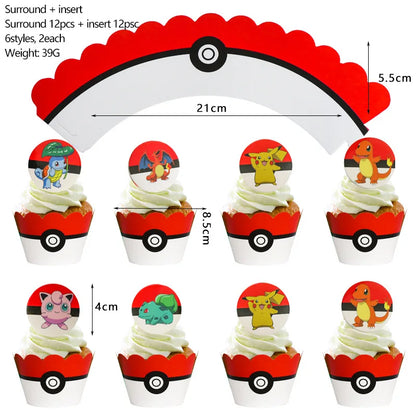 Pokemon Birthday Party Decoration Set – Pikachu Balloon, Banner &amp; Disposable Tableware for Kids