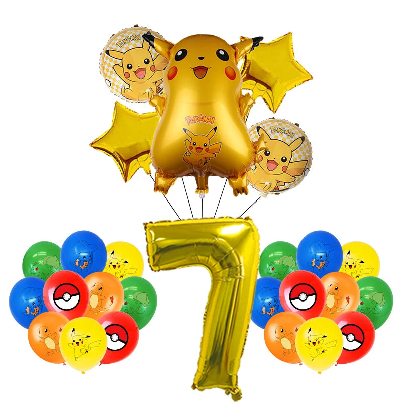 Pokemon Birthday Party Decoration Set – Pikachu Balloon, Banner &amp; Disposable Tableware for Kids