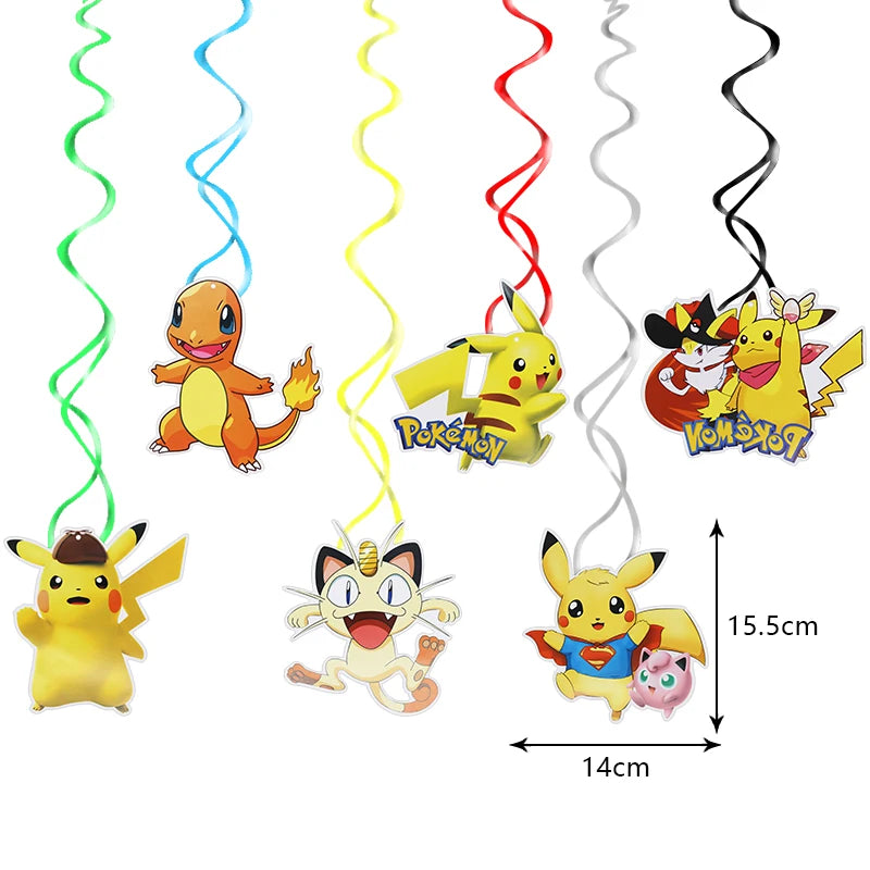 Pokemon Birthday Party Decoration Set – Pikachu Balloon, Banner &amp; Disposable Tableware for Kids