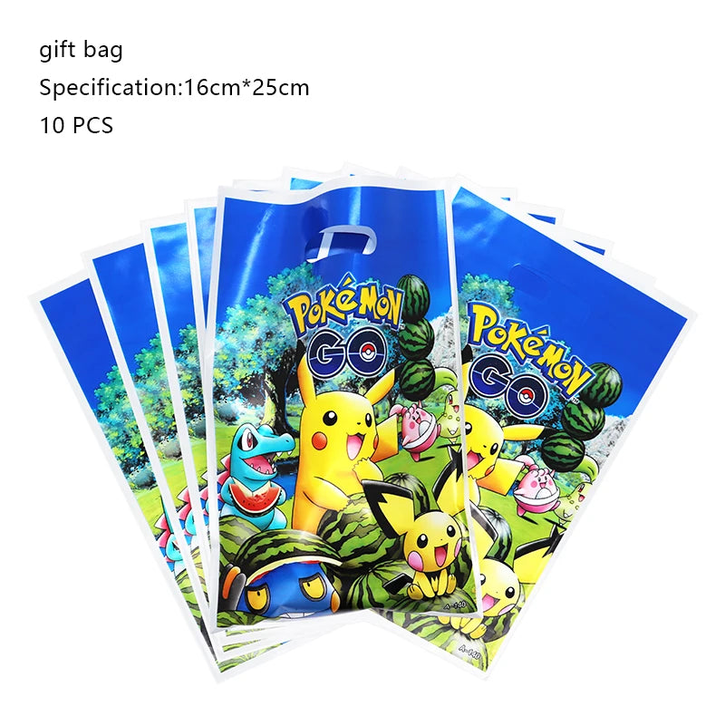Pokemon Birthday Party Decoration Set – Pikachu Balloon, Banner &amp; Disposable Tableware for Kids
